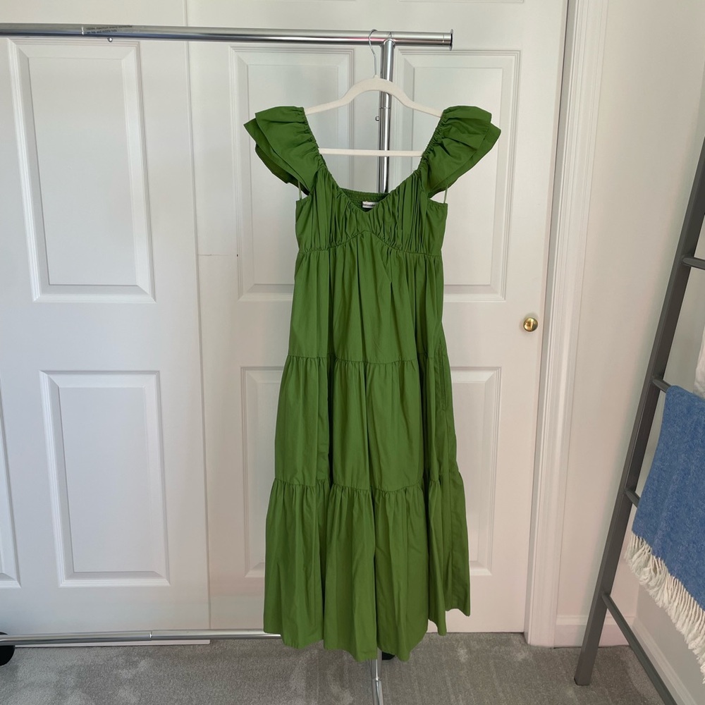 Abercrombie & Fitch Green Smocked Tiered Sundress